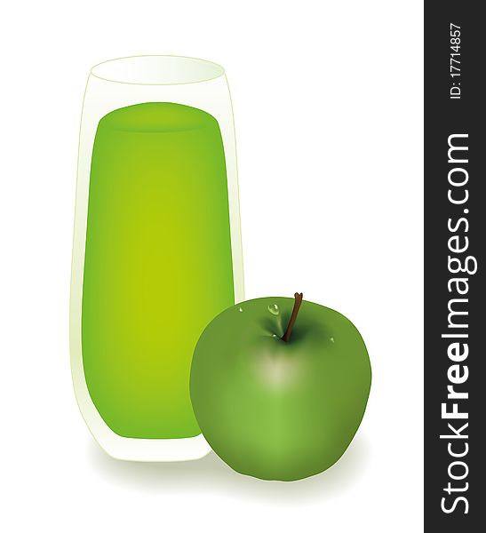 Glass of juice with apple isolated. Glass of juice with apple isolated