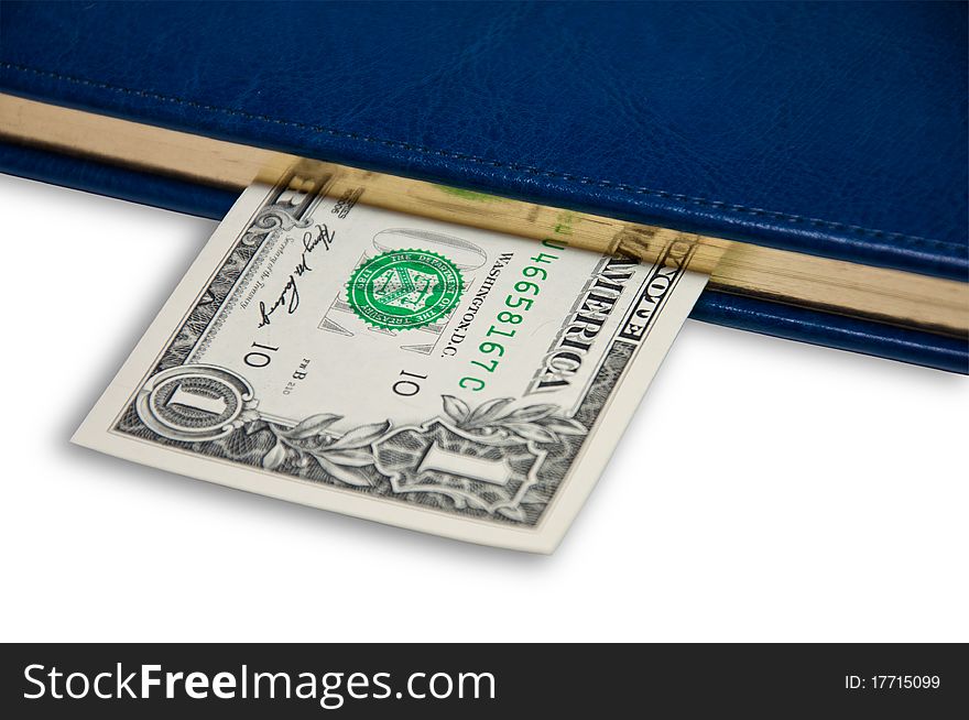 Dollar denomination between diary pages