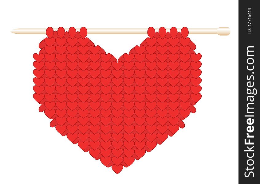 Knitted heart on a gold spoke