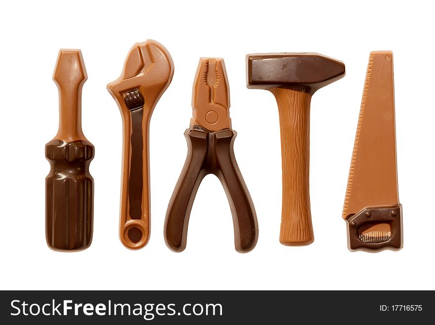 Different tool shapes from chocolate. Different tool shapes from chocolate