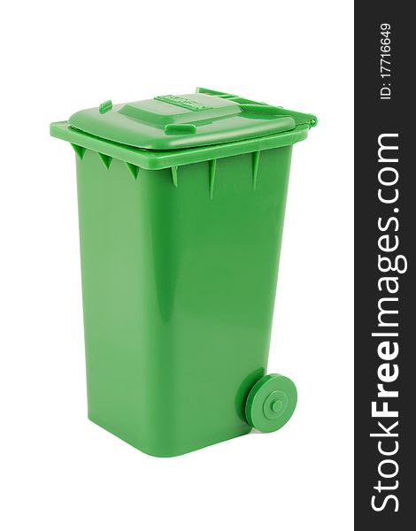 Green dumpster isolated on white