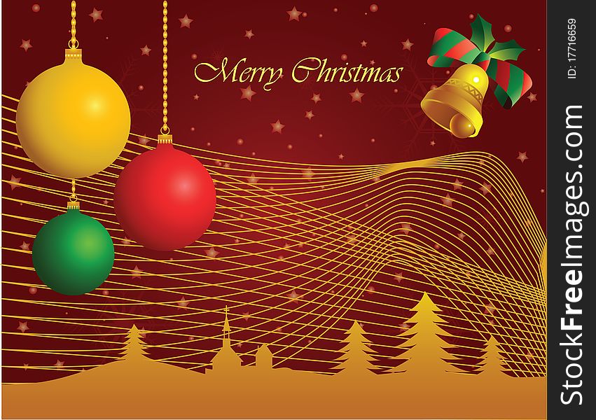 Merry Christmas vector background with christmas bell