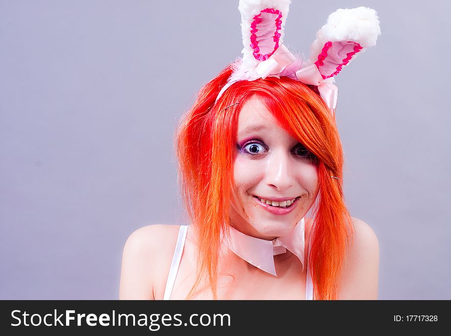 Woman In Underwear With Bunny Ears