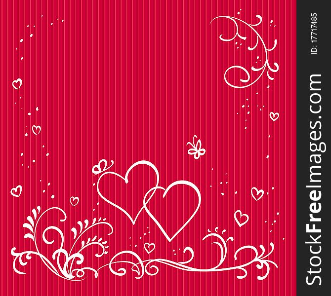 Red valentine background with hearts