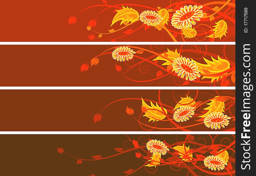 Separated floral banner set for your advert message. Separated floral banner set for your advert message