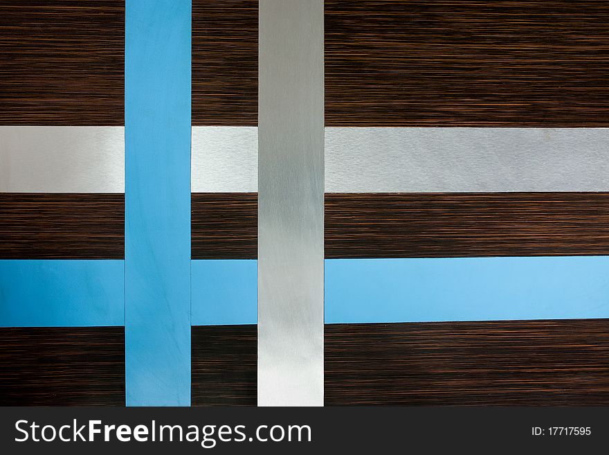 Wooden texture of brown wood having blue and white strip. Wooden texture of brown wood having blue and white strip