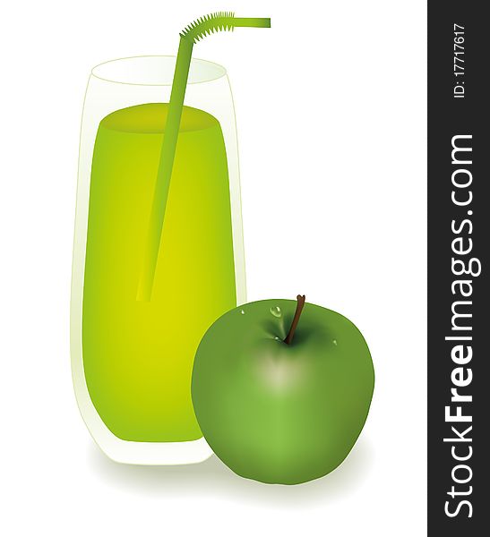 Glass of juice with apple isolated. Glass of juice with apple isolated