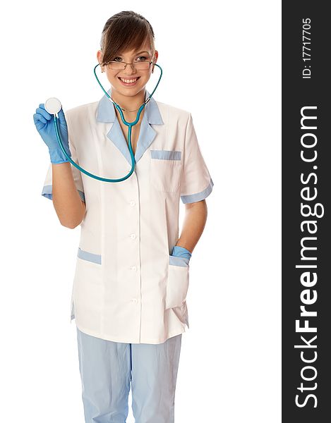 The doctor holding stethoscope in the hand