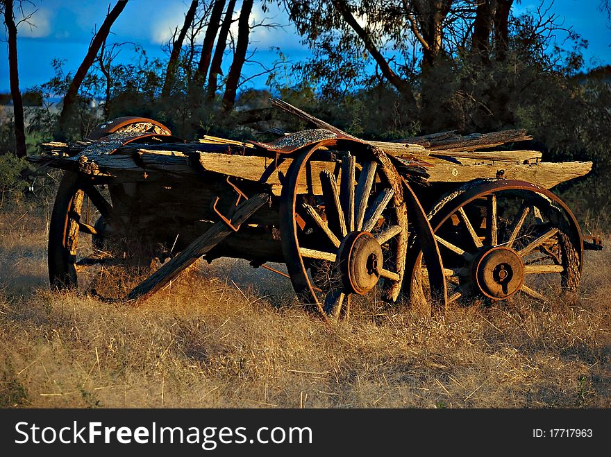 An old wagon in a farmers paddock. An old wagon in a farmers paddock