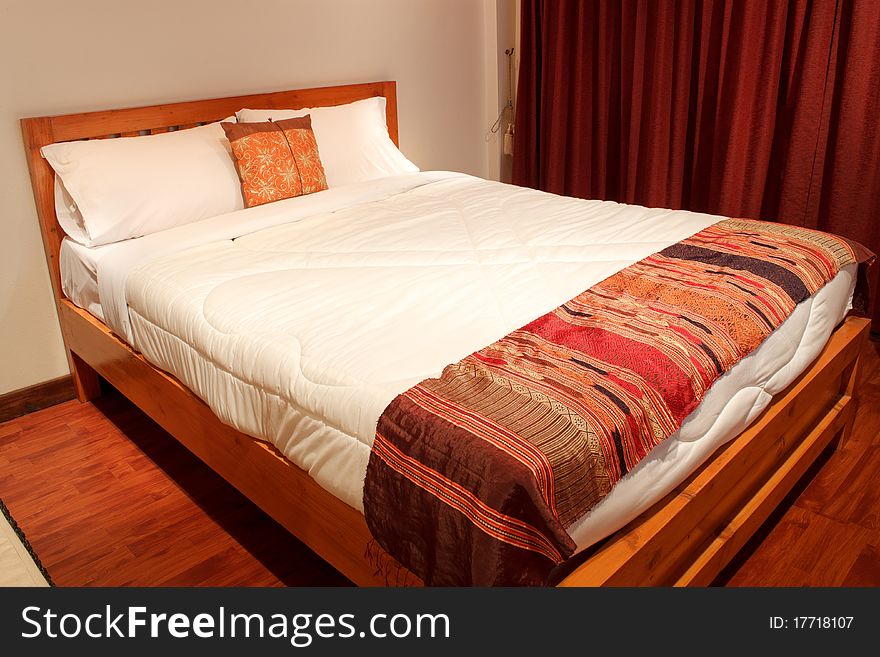 Decorated bedroom with silk in resort, Thailand