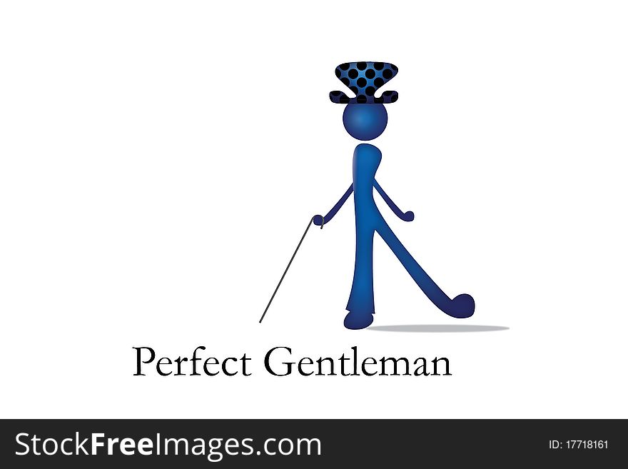 Stylized blue gentleman with hat logo. Stylized blue gentleman with hat logo.