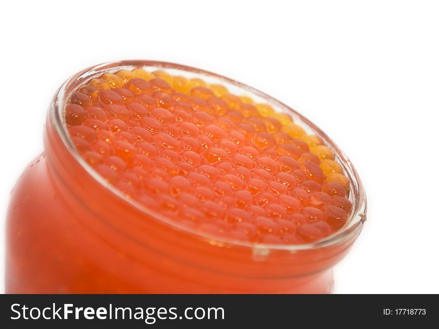 salmon caviar, it is isolated on white