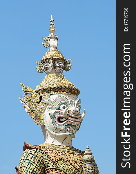 Giant Statues, at the Wat pha Kaew temple, Bangkok, Thailand