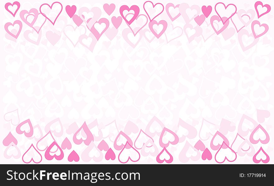 Design of valentine greeting card with many pink hearts. Design of valentine greeting card with many pink hearts