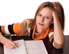 Young Tired Student On The Desk Dreaming Royalty Free Stock Images Young Tired Student On The Desk Dreaming Royalty Free Stock Images
