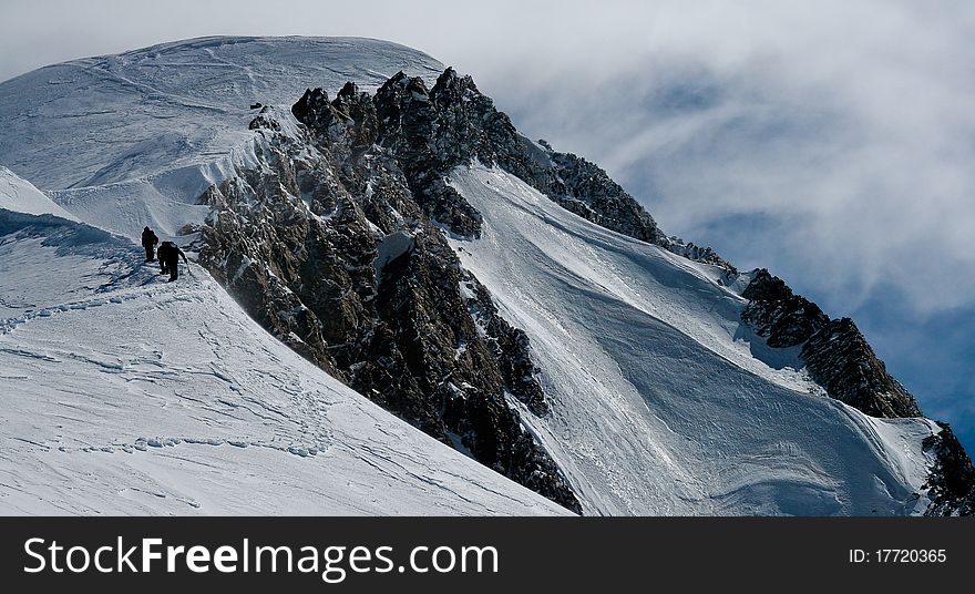 On the way to the top of Mont Blanc