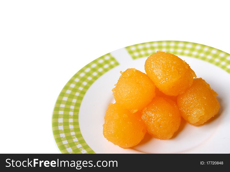 Traditional Thai dessert in the ceramic bowl