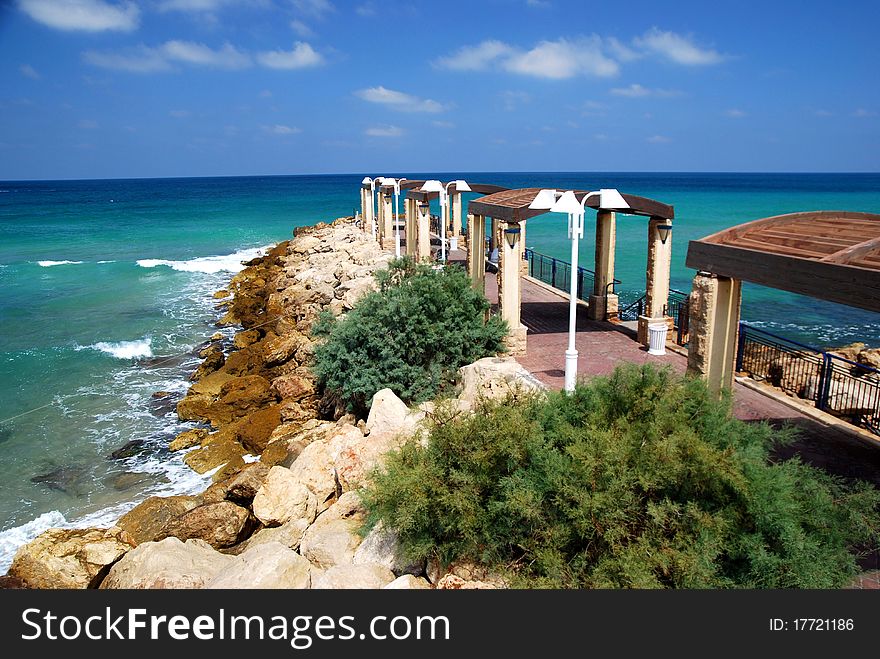 Mediterranean Sea coast of Israel in the early morning