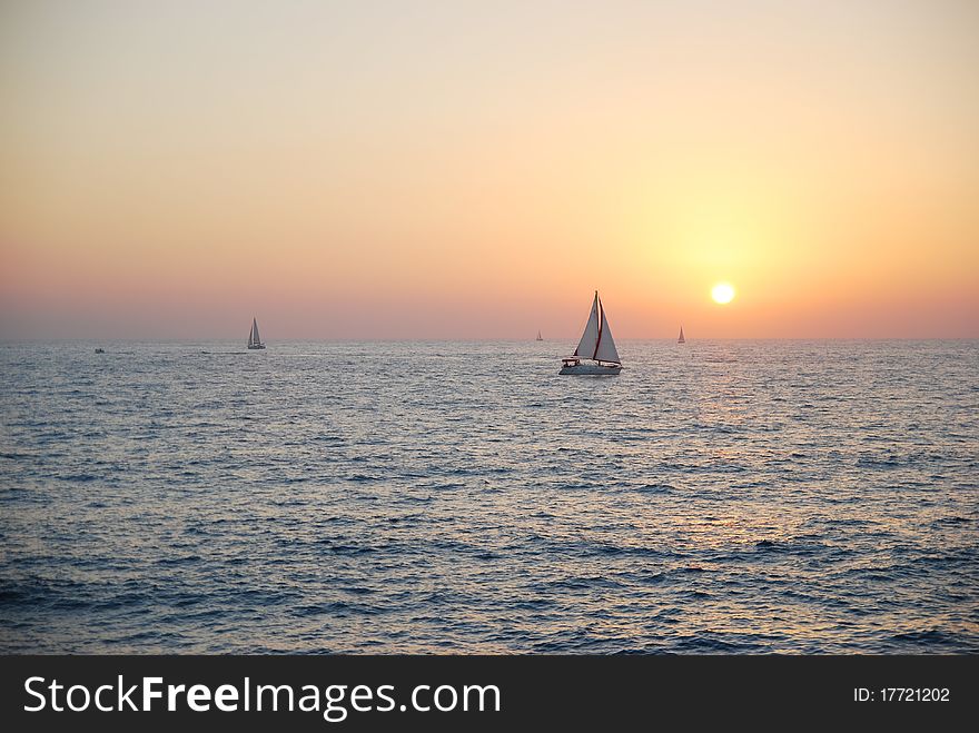 Yacht on the Mediterranean coast of Israel. Yacht on the Mediterranean coast of Israel