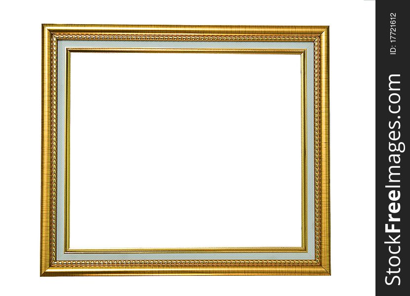 Isolated Golden Wooden Photo Frame