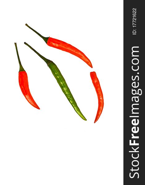 Red hot chili isolated on a white background