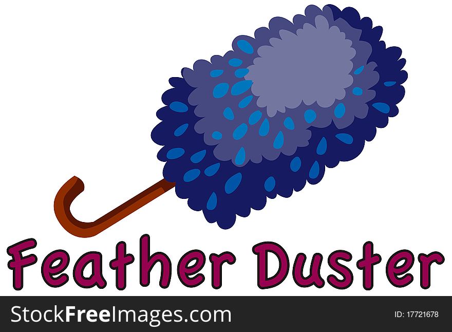 Illustration of isolated letter of feather duster on white background