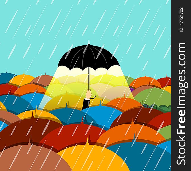 Illustration of raining season with isolated background