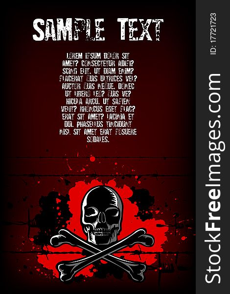 Illustration of skull with cross on abstract background. Illustration of skull with cross on abstract background