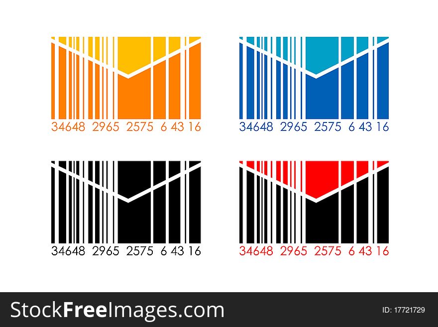 Illustration of barcode letters on white background