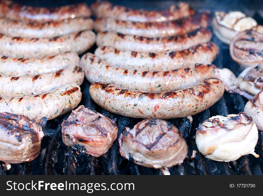 Meat Cooking On A Grill