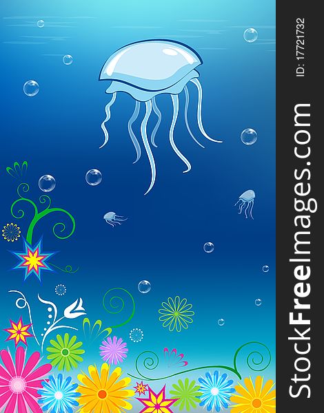 Illustration of floral under water card