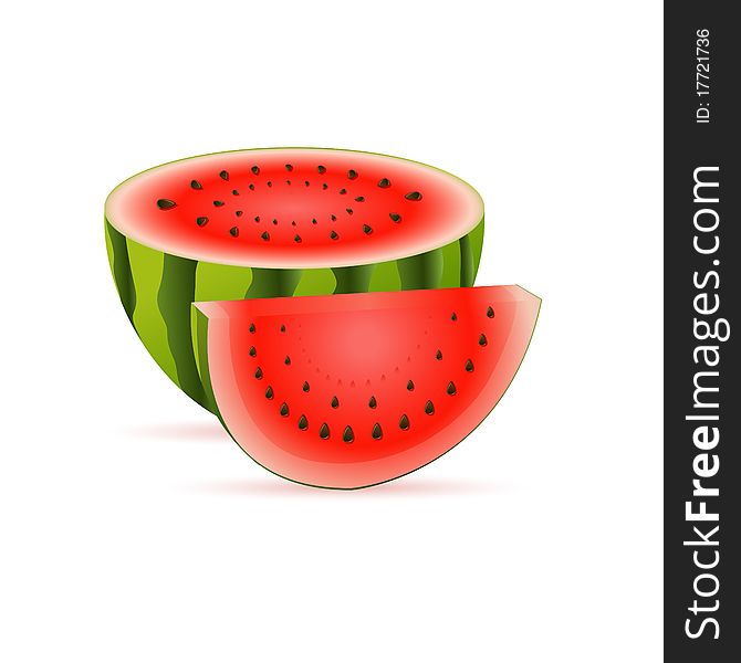 Illustration of watermelon on white background