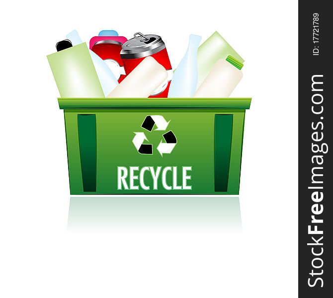 Illustration of recycle bin on white background