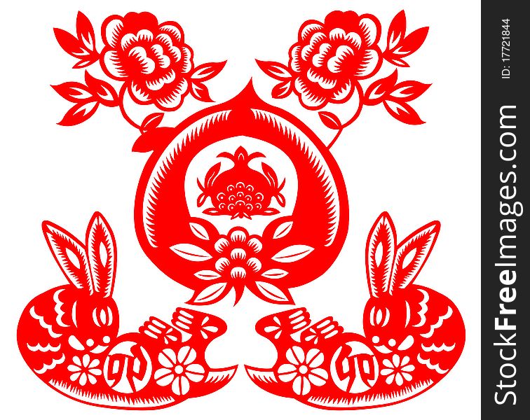 Chinese style of paper cut for year of the rabbit. Chinese style of paper cut for year of the rabbit.