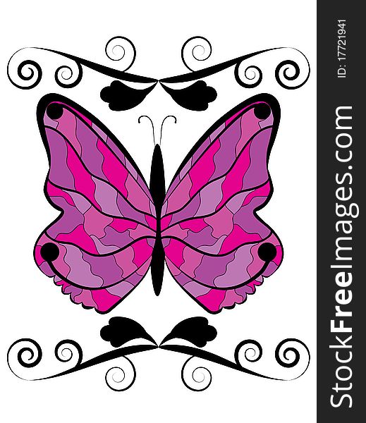 Beautiful butterfly with floral decor