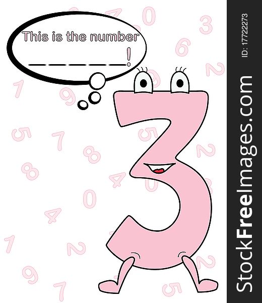 Number cartoon with speech bubble. Number cartoon with speech bubble.