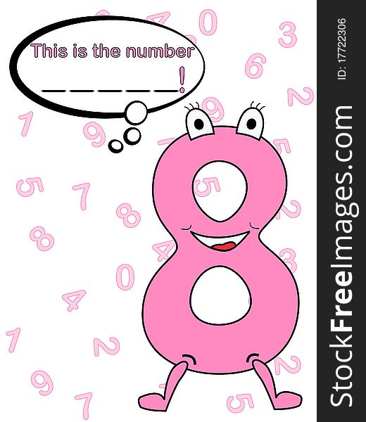 Number cartoon with speech bubble. Number cartoon with speech bubble.