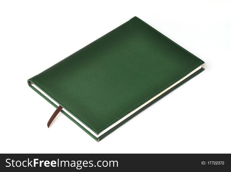 Dark green leather notebook