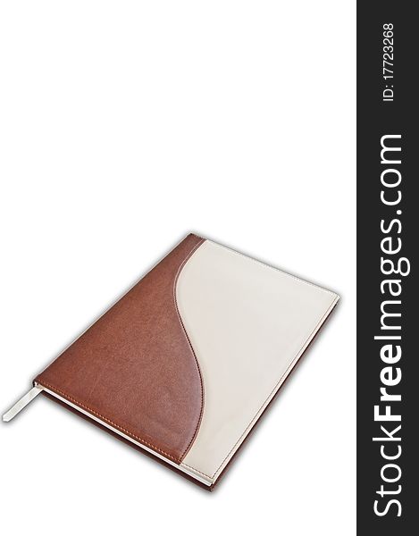Brown color notebook as white isolate background. Brown color notebook as white isolate background