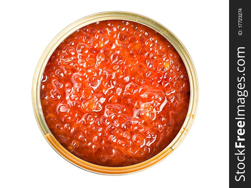 Canning salmon roe isolated on a white background. Canning salmon roe isolated on a white background
