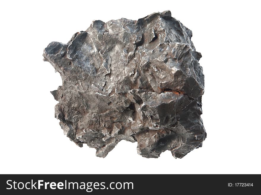 Meteorite, extraterrestrial material falling from space against white background