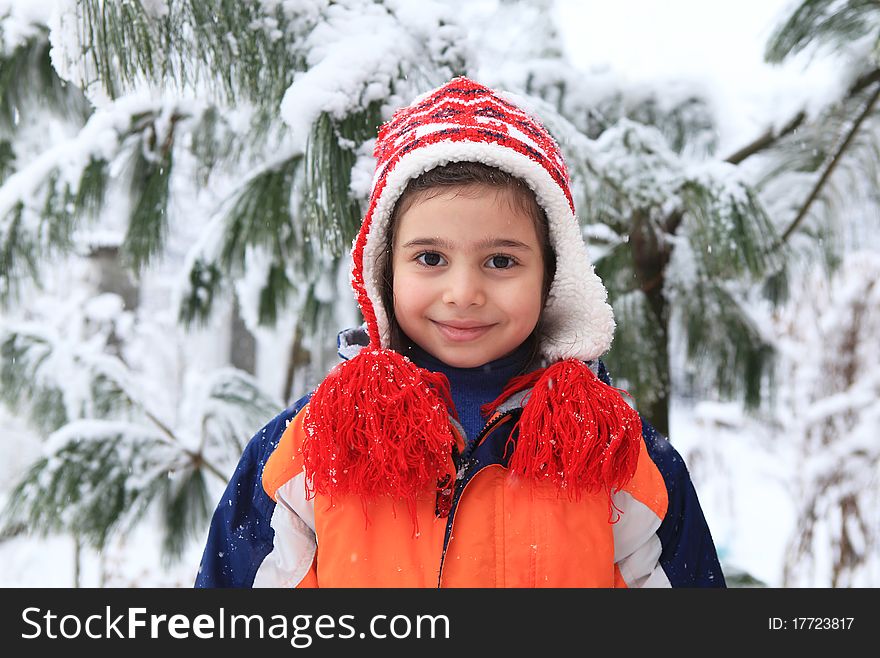 Smiling Girl In The Winter Park