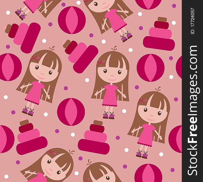 Seamless kid's pink wallpaper pattern. Seamless kid's pink wallpaper pattern