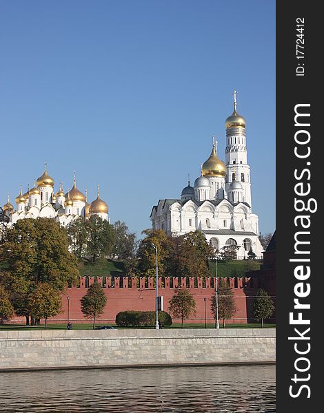 Cupolas of the Moscow Kremlin.