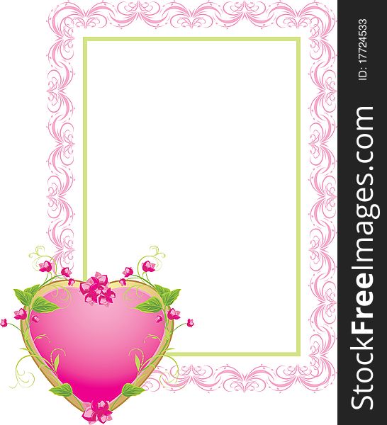 Decorative Frame With Floral Heart