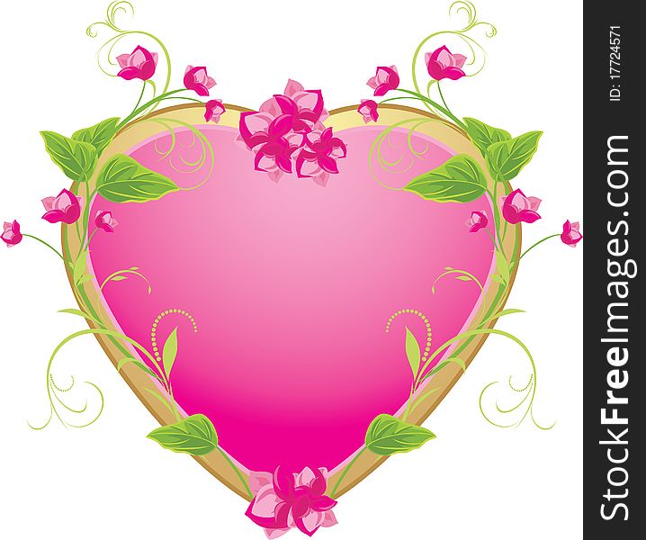 Floral heart isolated on the white. Illustration