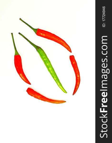 Red hot chili isolated on a white background