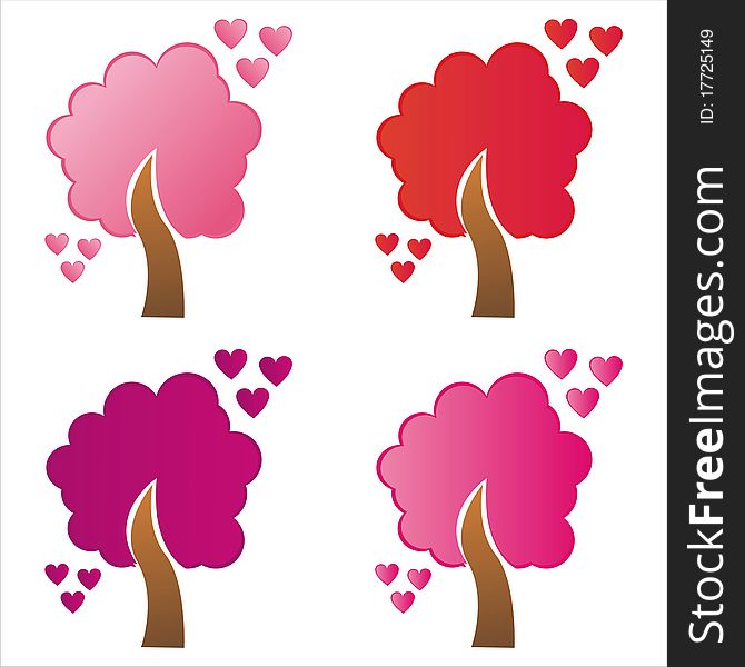 Set of 4 st. valentine's day trees