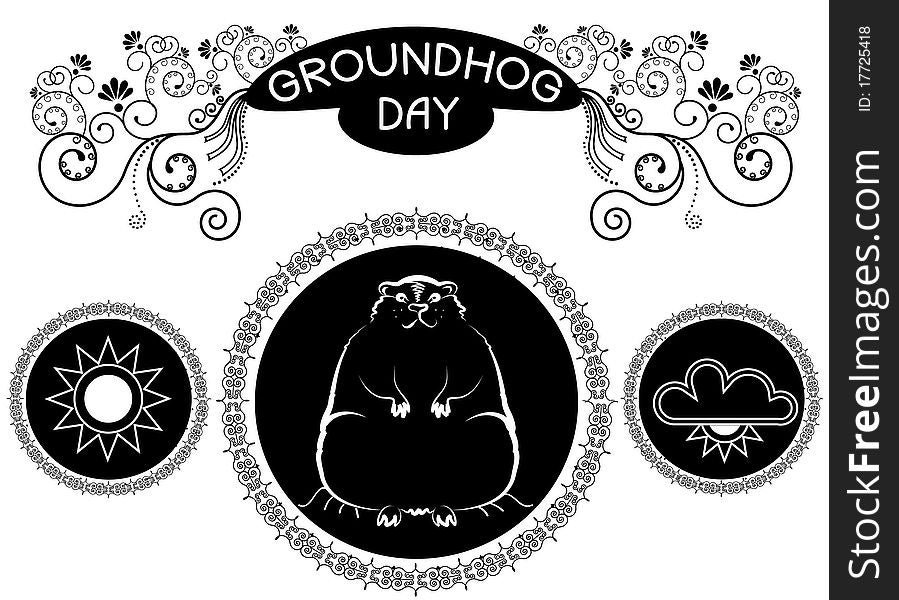 Groundhog day with text. Vector graphic postcard. Groundhog day with text. Vector graphic postcard