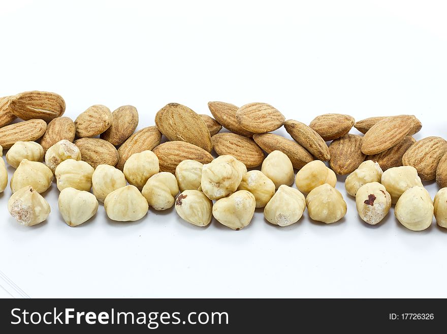 Various nuts isolated on white